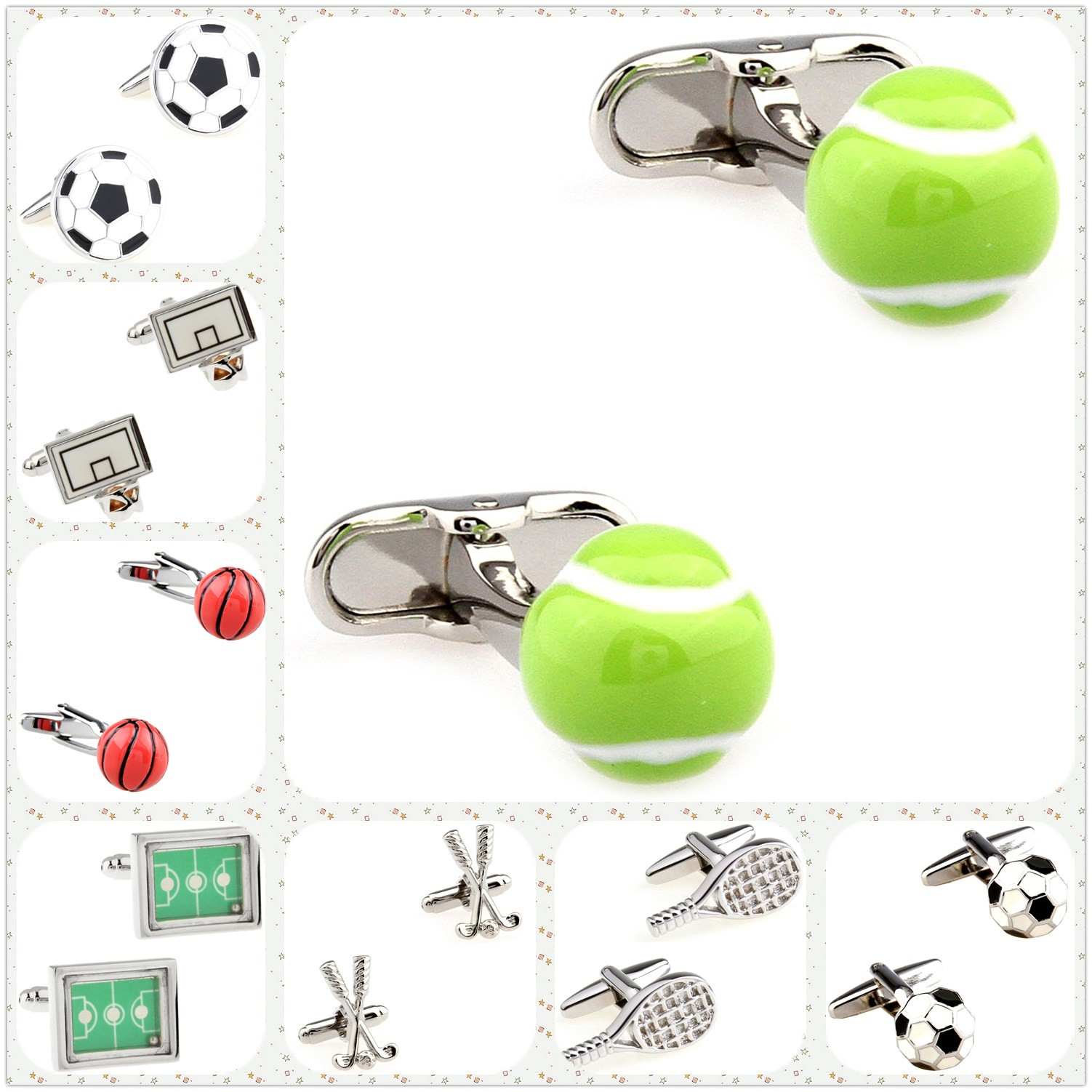 25 디자인 볼 커프스 단추 남성 스포츠 커프스 단추  - Badminton Video 리뷰 및 가격
